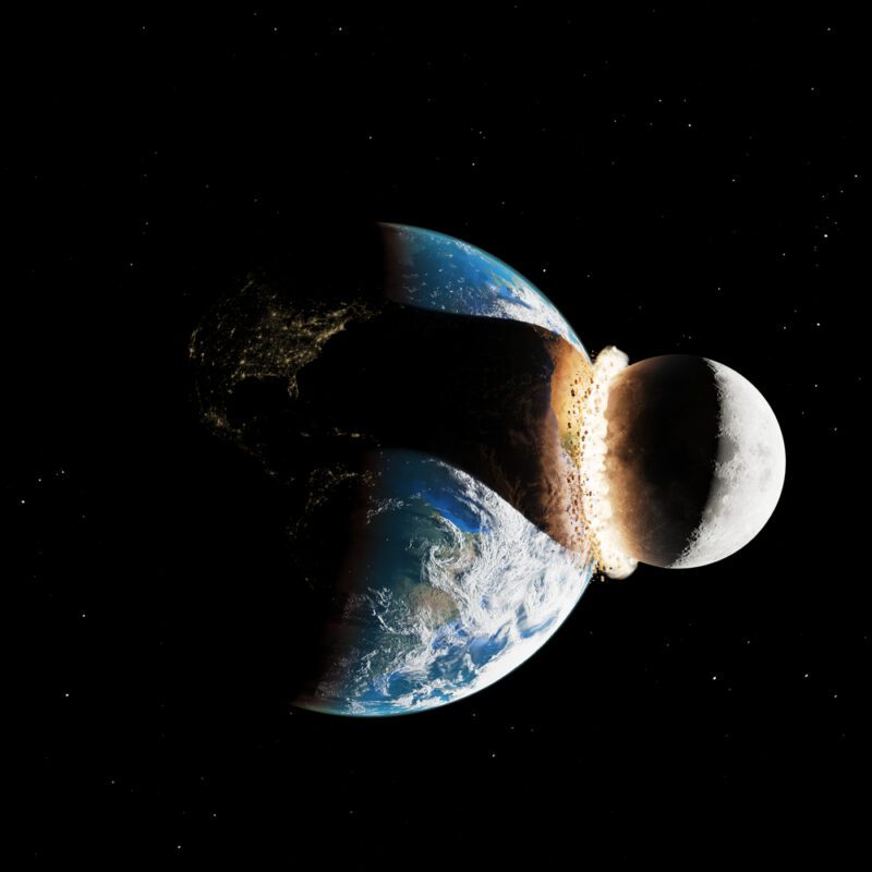Moon crashes into Earth