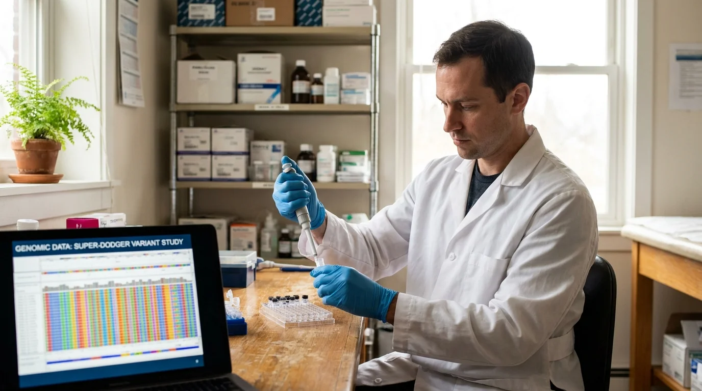 A researcher in a sunlit clinic working with vials, symbolizing the development of new medicines based on immune research.