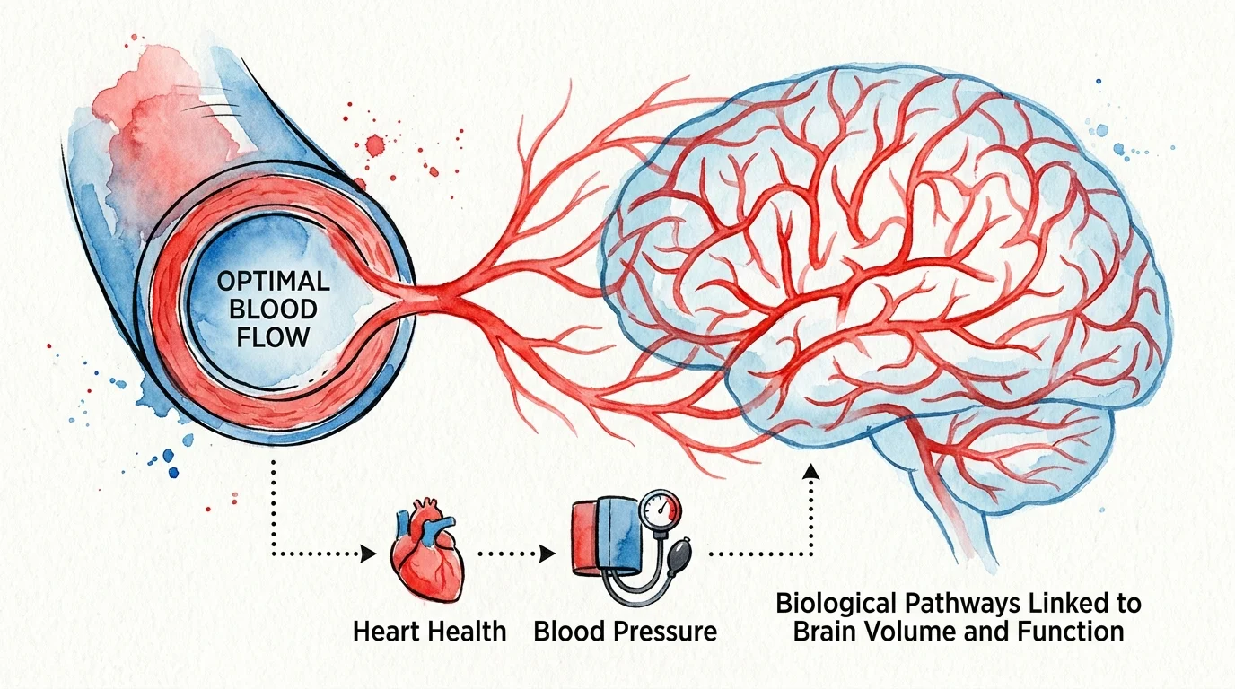 A diagram showing the direct link between healthy blood vessels and the delivery of oxygen to the brain.